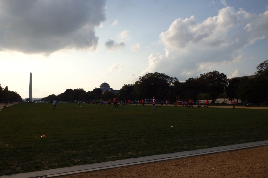 Entrainement devant le Washington monument