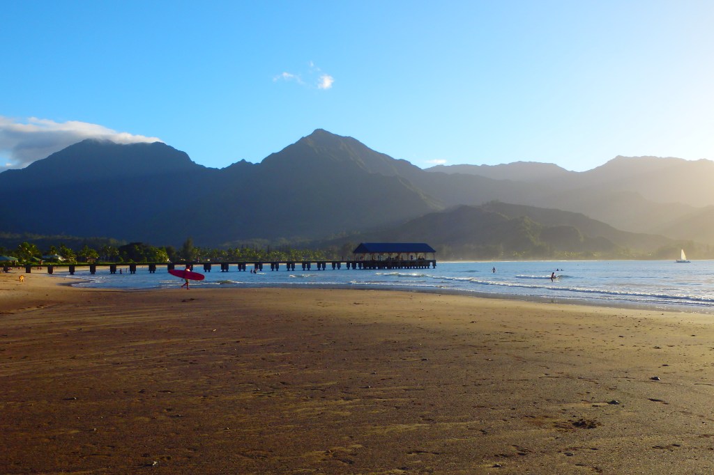 Hanalei bay beach, la plage des surfeurs