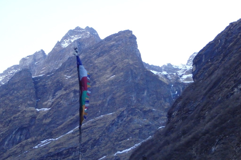 Less trees, still a lot of prayer flags. 